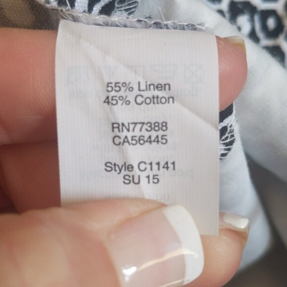 J. Crew linen cotton blend pull on shorts - black & white design - EUC - 14 - Picture 5 of 6